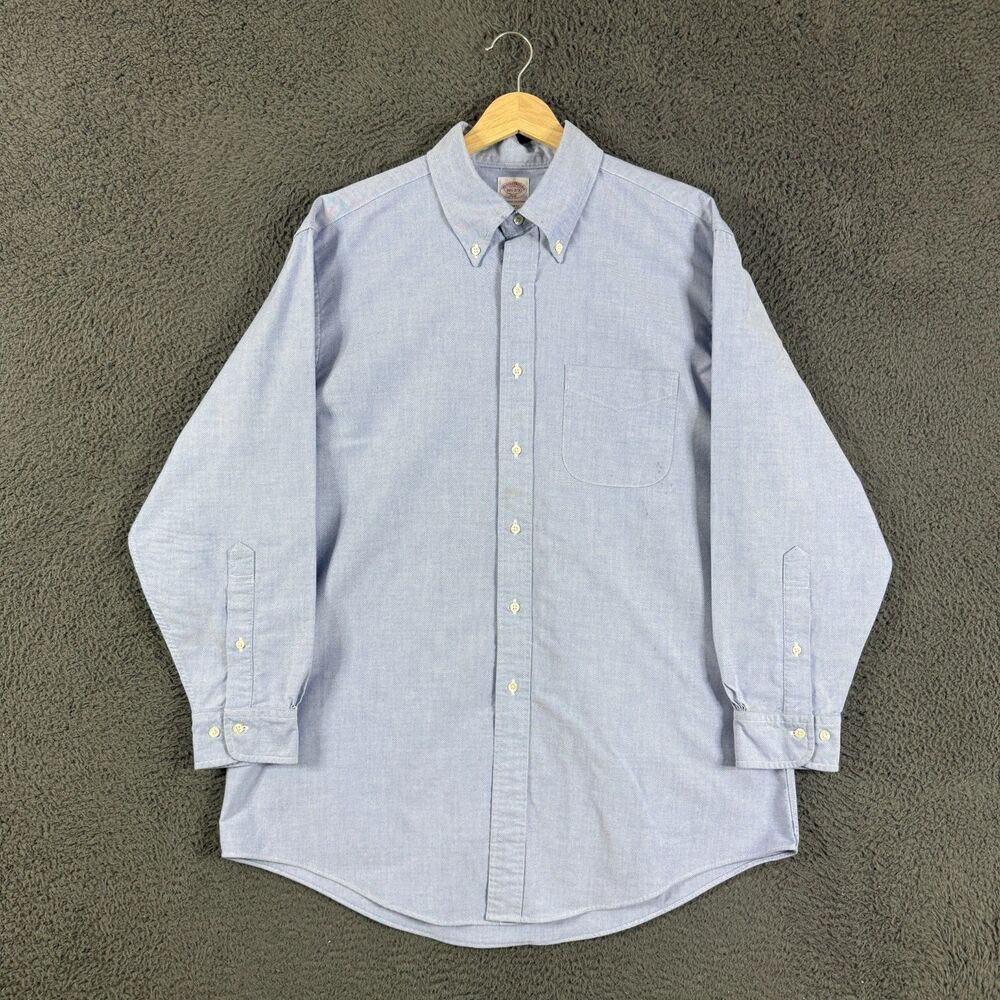 Brooks Brothers OCBD Shirt Mens 16.5 32/33 Blue Regular Fit Long Sleeve Preppy